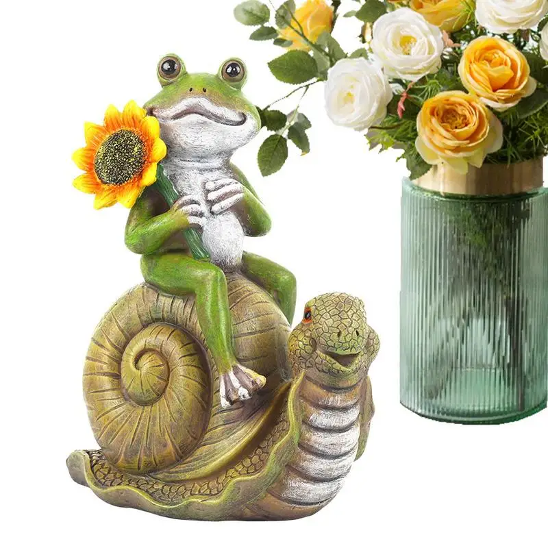 

Frog Riding Snail Garden Statues Snails Decor 8.1 Inches Resin Cute Statue For Patio Lawn Yard Art Decoration Housewarming