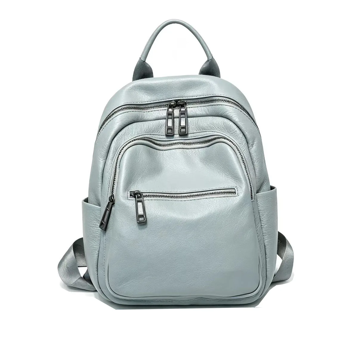 Women Genuine Leather Backpack Multi-Zipper Soft Cow Leather Daypack Casyak Cowhide Tote or Shoulder Bag