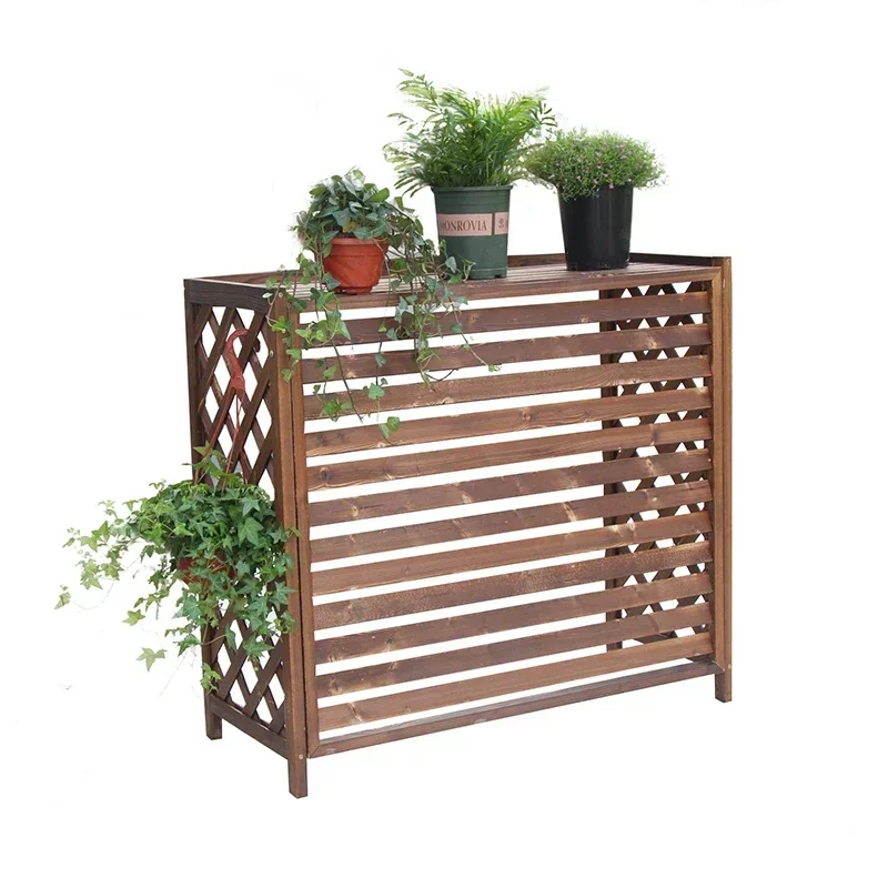 Air Conditioning Outdoor Hood,Flower Trellis Balcony Shelf Decoration, Anti-corrosion Wooden Fence,Outdoor Solid Wood Host Cover