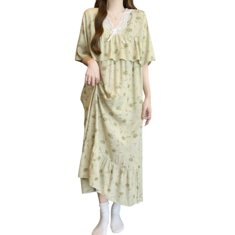 Short Sleeve Pajamas Women's Spring and Summer Cotton Silk Pajamas Cotton Silk Premium Sweet Cotton Silk Pajamas Large Size