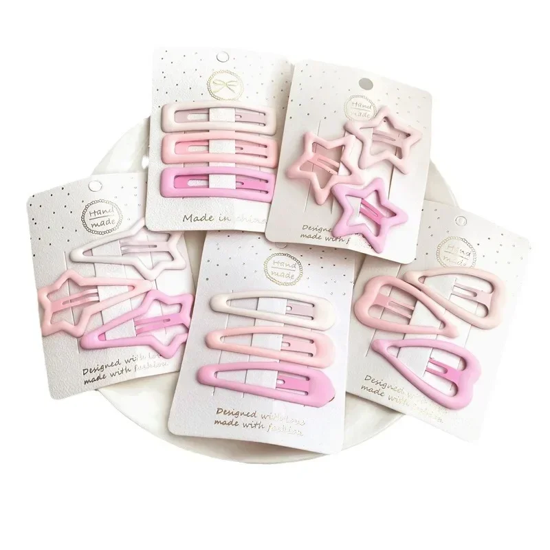 16Pcs Jepit Rambut Bayi Bentuk Hati Bintang Warna Pink BB Jepit Rambut Logam Warna Permen Aksesoris Rambut Mini Jepit Rambut Anak Perempuan Jepit Samping HP01