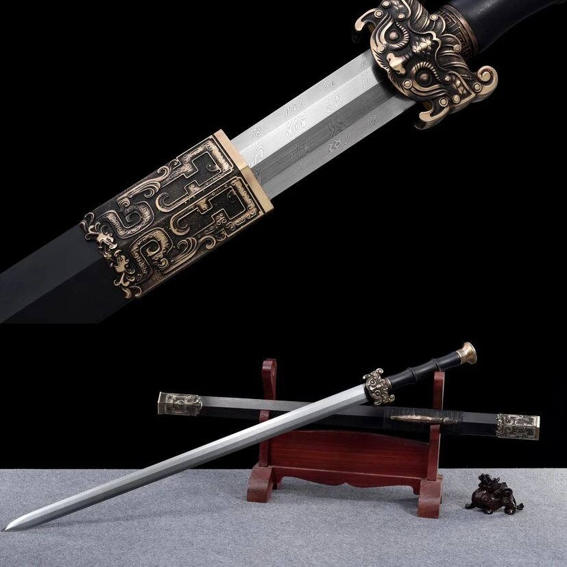 

102cm Dragon Soul Supreme Damascus Steel Knight Medieval katana Battle Preparation full tang Edge Cut Ninja Kung Fu Martial Arts