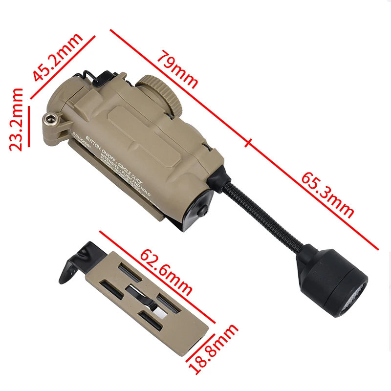 WADSN linterna lateral para casco militar, lámpara de señal de seguridad ajustable, interruptor de modo de iluminación, herramienta óptica táctica