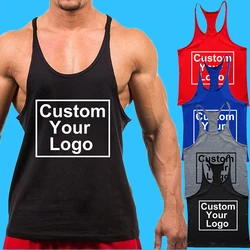 Logo personalizzato palestra da uomo esercizio Fitness canotta Y Back Fitness tracolla leggera Muscle Stringer Fitness t-shirt