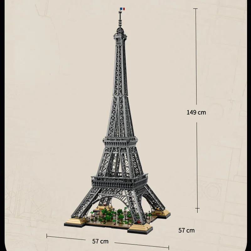 With Original Box Eiffel Tower Fit World Famous Architecture 10307 1.5M 10001PCS Building Blocks Bricks Toys For Adults Gifts