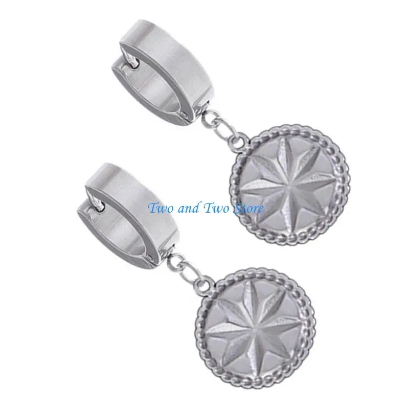 

HX6F Men Women Punk Vintage Eardrop Stainless Steel Ear Cuffs Dainty Earring Ornament