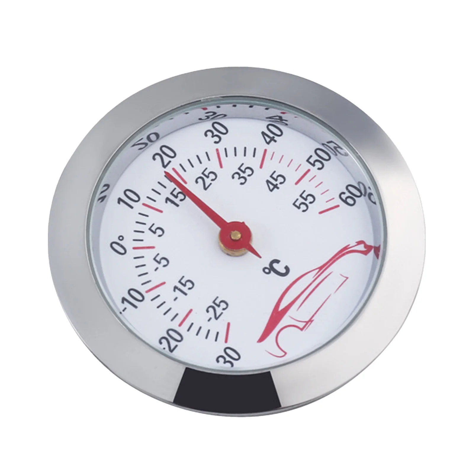 Analog Thermometer Silver Mini Temperature Gauge for Humidor Guitar Case Greenhouse Cabinet, Embedded Metal Dial Meter Durable