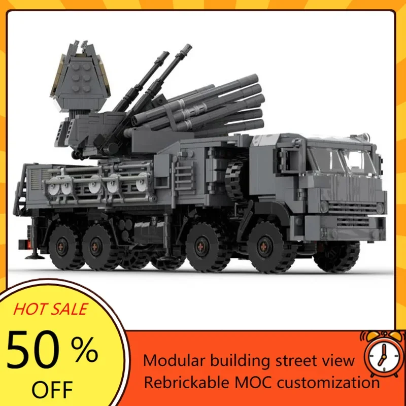 

1845PCS MOC WW2 Military Weapon Series PANTSIR S2 / SA-22 Destroyer Armored Car Model Building Block Brick DIY Assembly Toy Gift