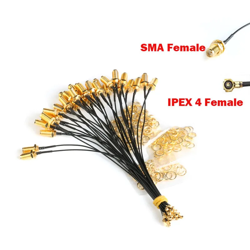 2Pcs/1set 2.4GHz WiFi Antenna 3dbi 6dbi SMA Pins + IPE 4 to SMA Hole Adapter Cable U.FL 15CM Cable  For PCI  new