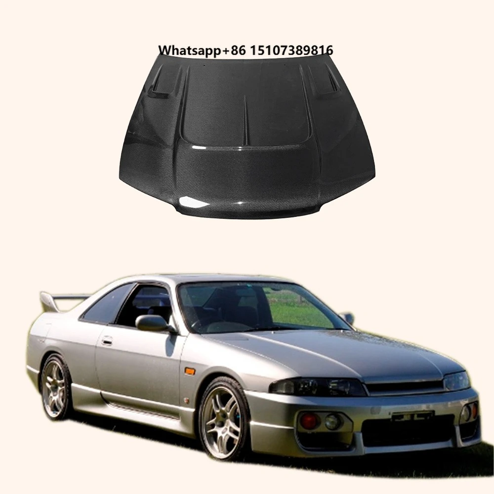 For Skyline R33 GTS Only 95-98 Carbon V2 Style Front Vented Cooling Hood