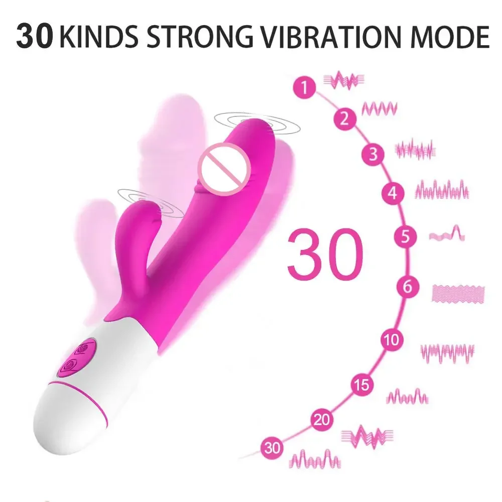 Rabbit Vibrator Dildo Powerful Dual Vibration G Spot Clitoris Stimulation Masturbators Vaginal Massager Adult For Women Sex Toys