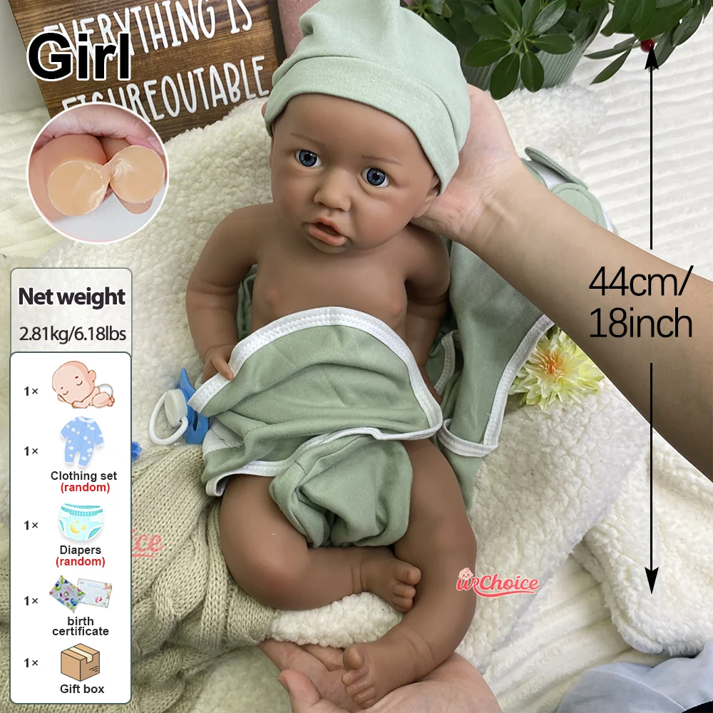 ตุ๊กตาซิลิโคนรีบอร์น Saskia ผิวสีเข้ม เหมือนเด็กจริง น่ากอด พร้อมใบหน้าที่วาดด้วยมือ สำหรับเป็นเพื่อนเล่นเพื่อการบำบัด