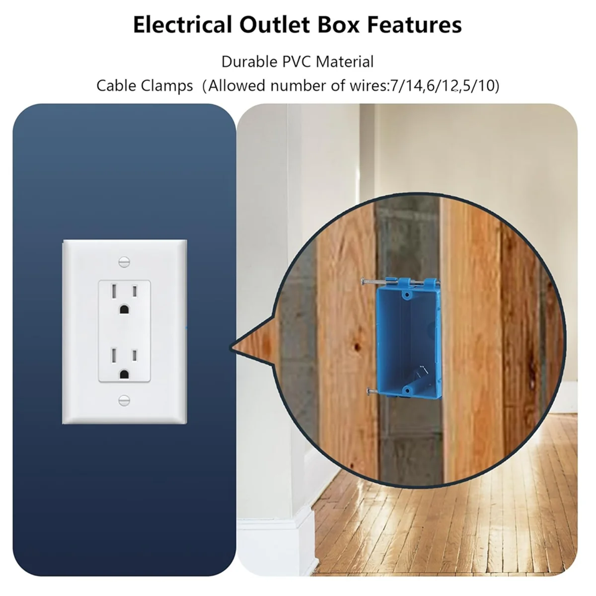 A002 10-Pack Single Gang Electrical Box, New Work Box 1 Gang, Work Electrical Nail Outlet Box, 18 Cu. in, Switch/Outlet Box
