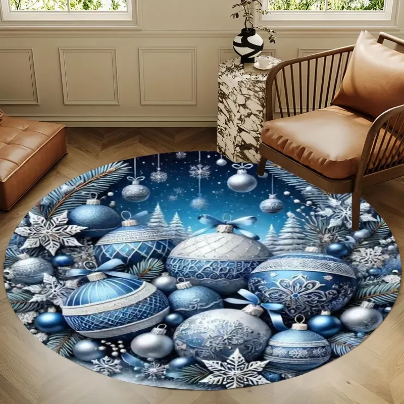 Celestial Circular Floor Mat Vintage Ornate Crescent Moon Black Cat Starry Sky Printed Round Rug for Mystical Witchy Home Decor