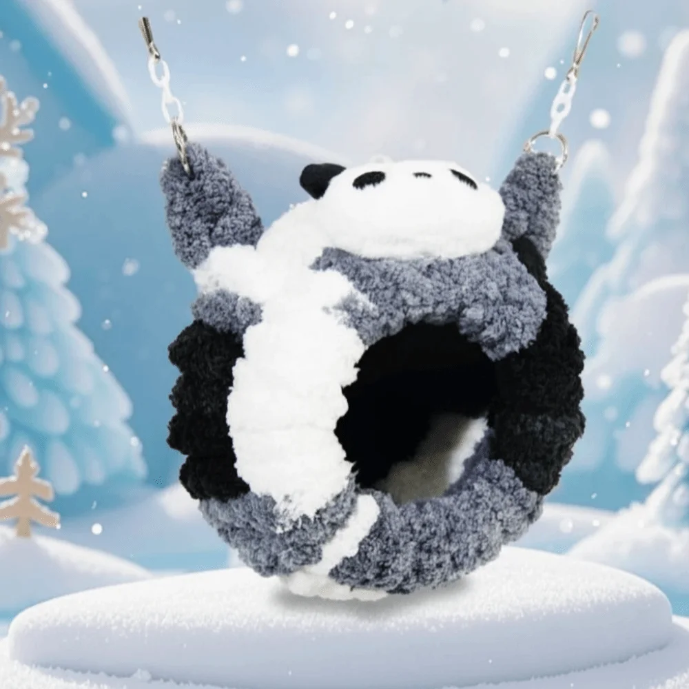 

Hanging Parrot Hideaway Warm Bird Nest Comfortable Thickened Bird Cage Bed Cartoon Panda Bird Cage Swing Winter