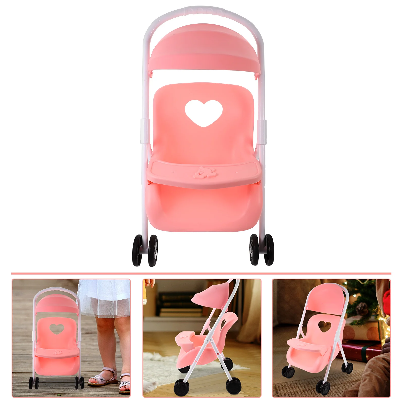 Poppenhuisdecoratie Beweegbare kinderwagen Model Meubilair Ornament Spullen voor poppen Plastic speelgoed