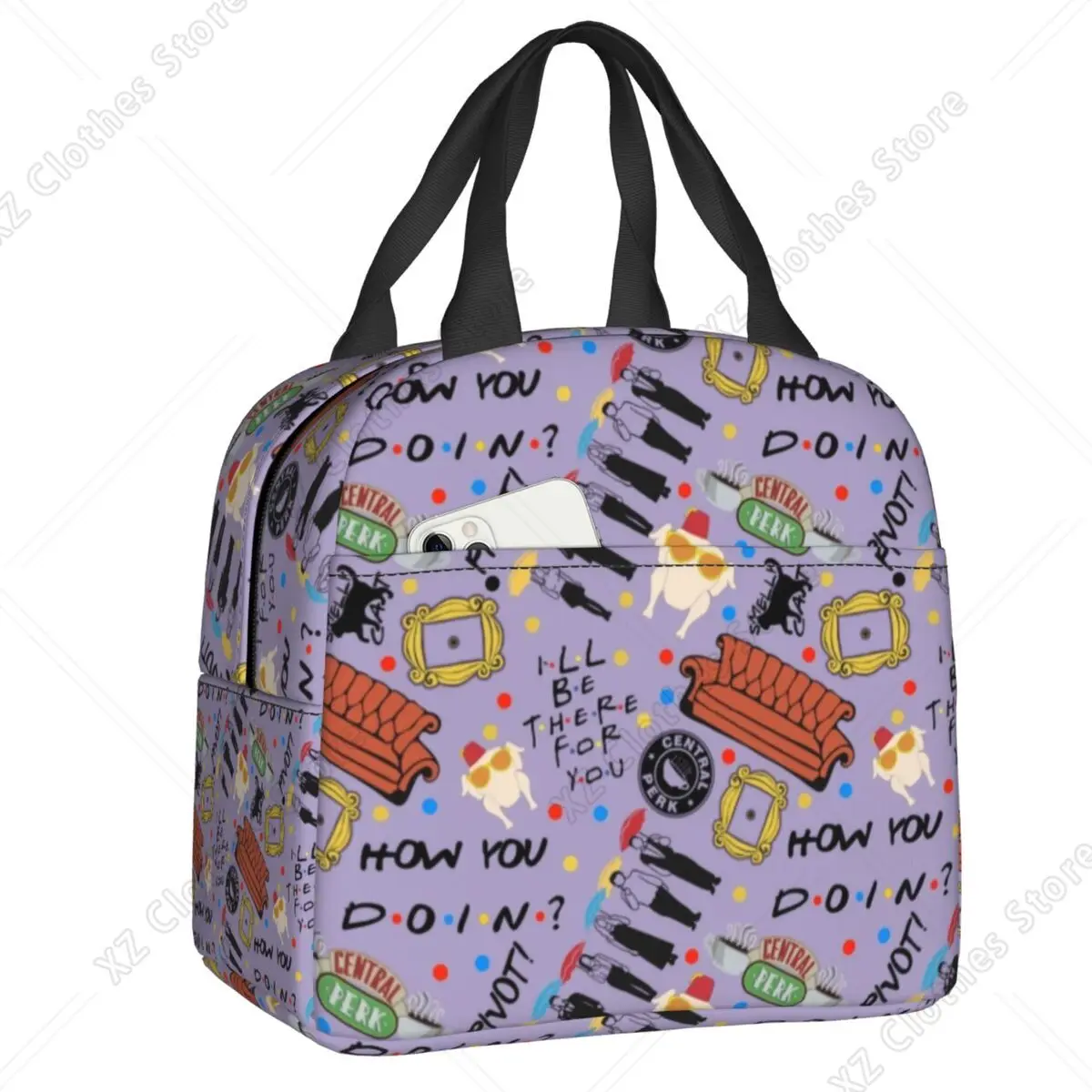 Custom Friends Classic TV Show Insulated Lunch Tote Bag for Women Resuable Cooler Thermal Food Lunch Box Work School Travel