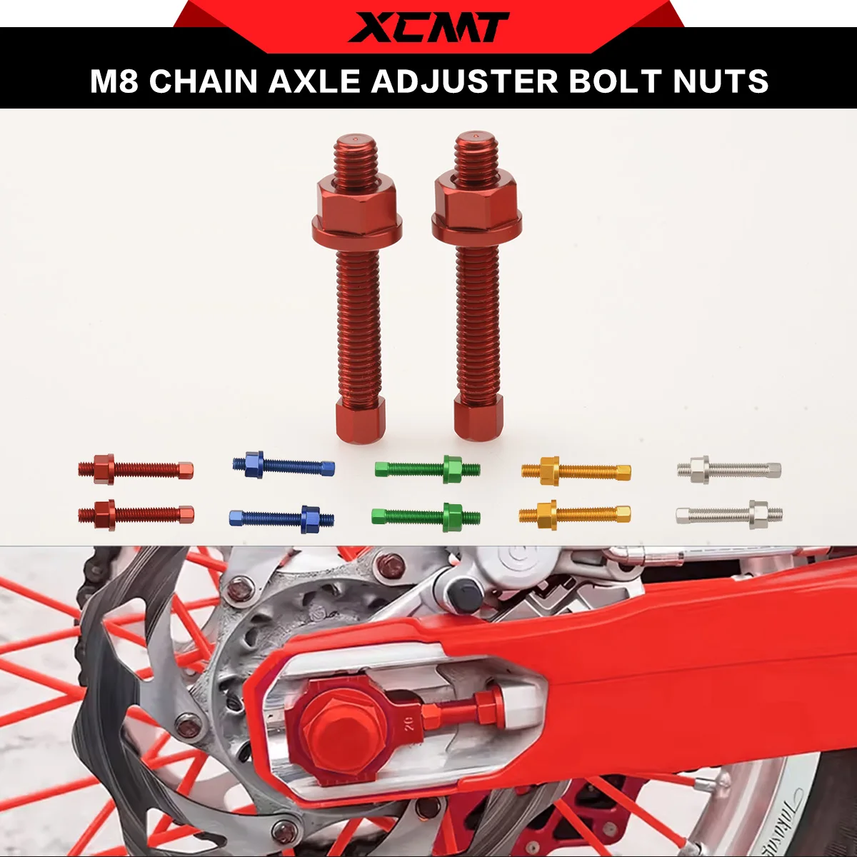 For Honda CRF150R CRF250R CRF450R CRF250X CRF450X CRF450L XR650R CR250 CR125 Motorcycle M8 Rear Axle Blocks Chain Adjuster Bolt