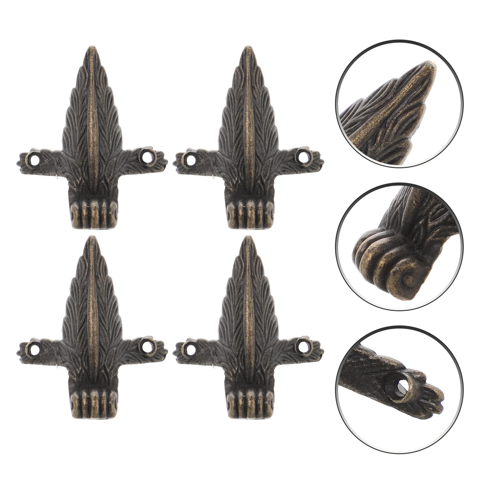 

4Set Vintage Decorative Cabinet Feet Zinc Alloy Sturdy Metal Legs Jewelry Support Replacement Legs