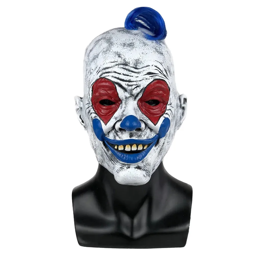 Joker Mask Cosplay Adult Blue Hair Clown Red Face Latex Masks Helmet Halloween Carnival Dress Up Party Costume Props