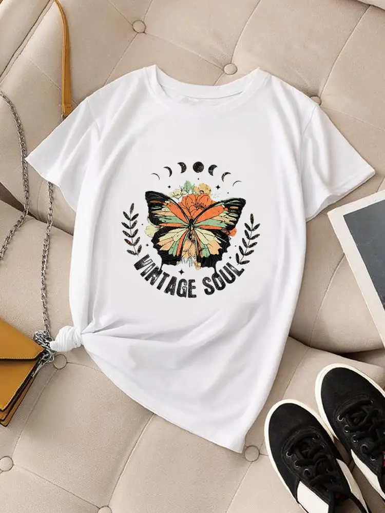 

Butterfly Letter 90s Trend Sweet T Shirt Clothing Women Fashion Casual Print Top Short Sleeve Lady O-neck Graphic Tee T-shirt