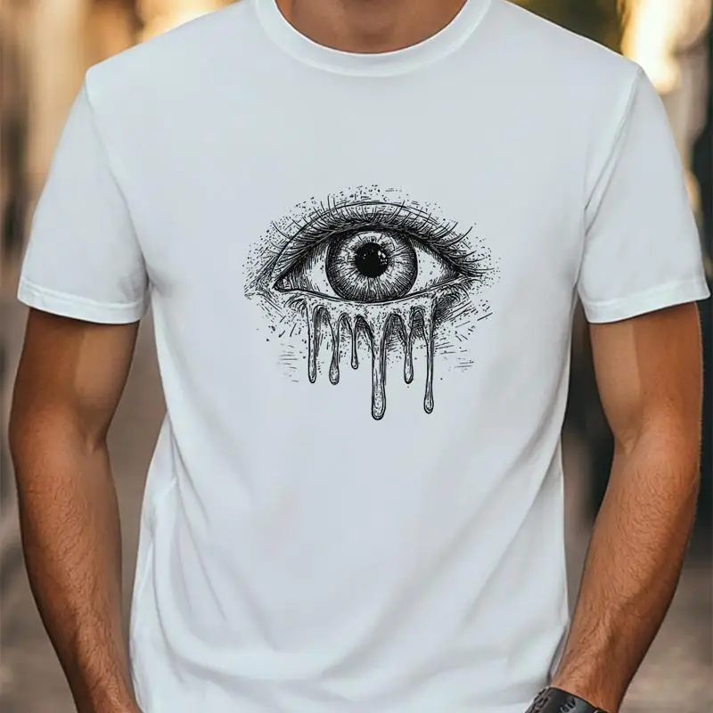 

Футболка унисекс с большими глазами и рисунком царапин, женская и мужская модная футболка, повседневная футболка