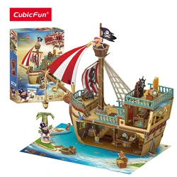 CubicFun 3D Puzzles 157 Pieces Pirate Treasure Ship Sailing Boat Model Kits Arts Crafts STEM Project Decoration Gift for Kids