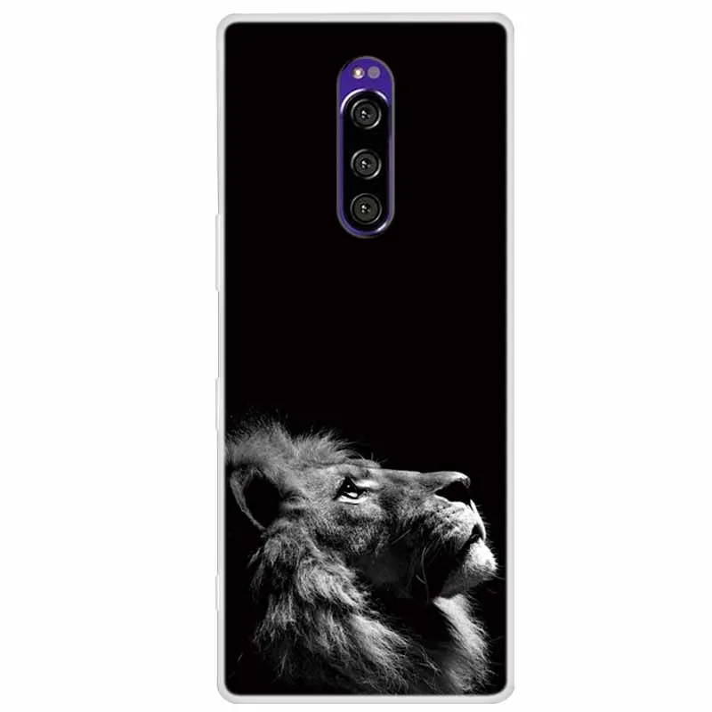 For Sony Xperia 1 Case Luxury Animals Transparent Cover for Sony Xperia1 XZ4 SO-03L SOV40 J8110 J9150 J8170 Phone Shells Covers