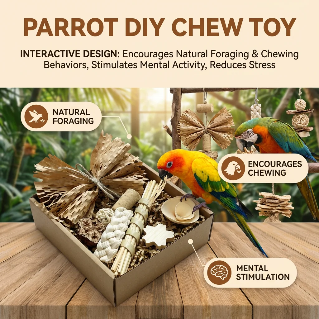 Parrot DIY Chew Toys Natural Raffia Wheat Straw Starfruit Dried Softwood Combination for Pet Birds Cage Enrichment Activity