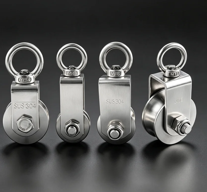 1/2/4pcs Cable Pulley 304 Stainless Steel Swivel Wheel U-Groove(30/48/58/68mm) Detachable Ball Bearing 360° Rotation Top Ring