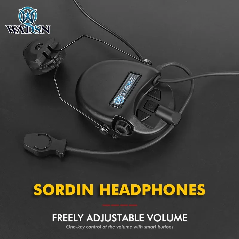 SORDIN Headset WADSN Tactical Helmet Earphone With Microphone Fast Bracket Adaptive Noise Canceling Hunting Shooting Headphone