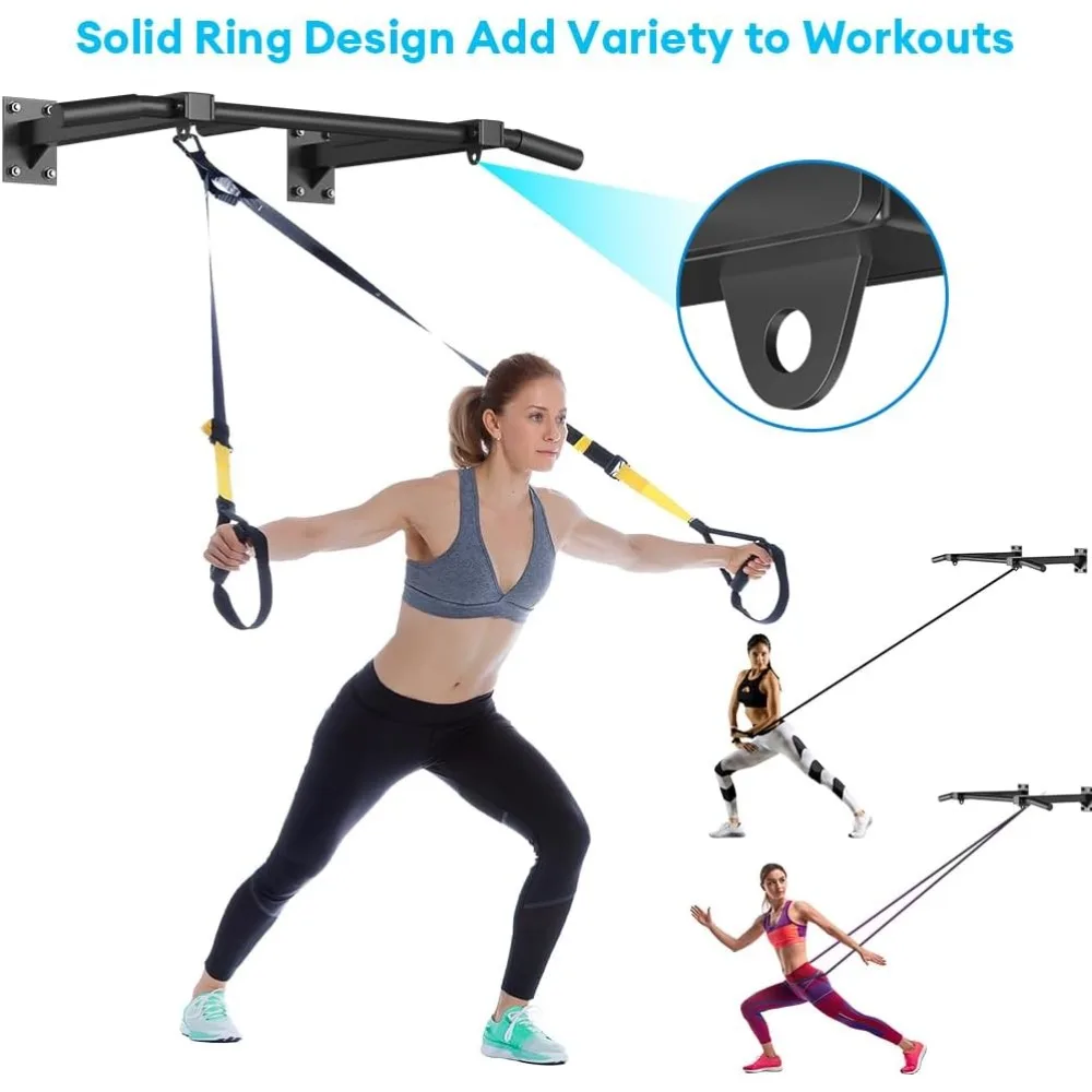 قضيب سحب للتركيب على الحائط عالي التحمل لصالة الألعاب الرياضية المنزلية، سعة 600 رطل مع أوضاع قبضة متعددة