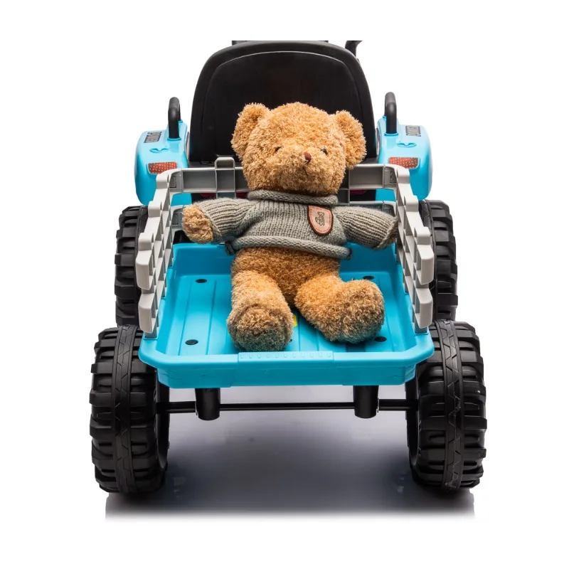 Ride on Tractor2.0 avec remorque, jouet de tracteur électrique alimenté par batterie 24V, 200w * 2 moteurs 1.86-4.97MPH/télécommande