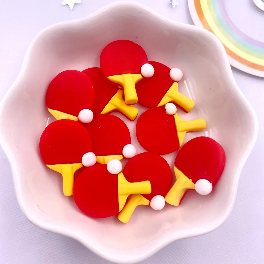 Colorful Resin Football basketball table tennis baseball rugby sports equipment Flatback Figurines 10PCS Scrapbook DIY Crafts M4