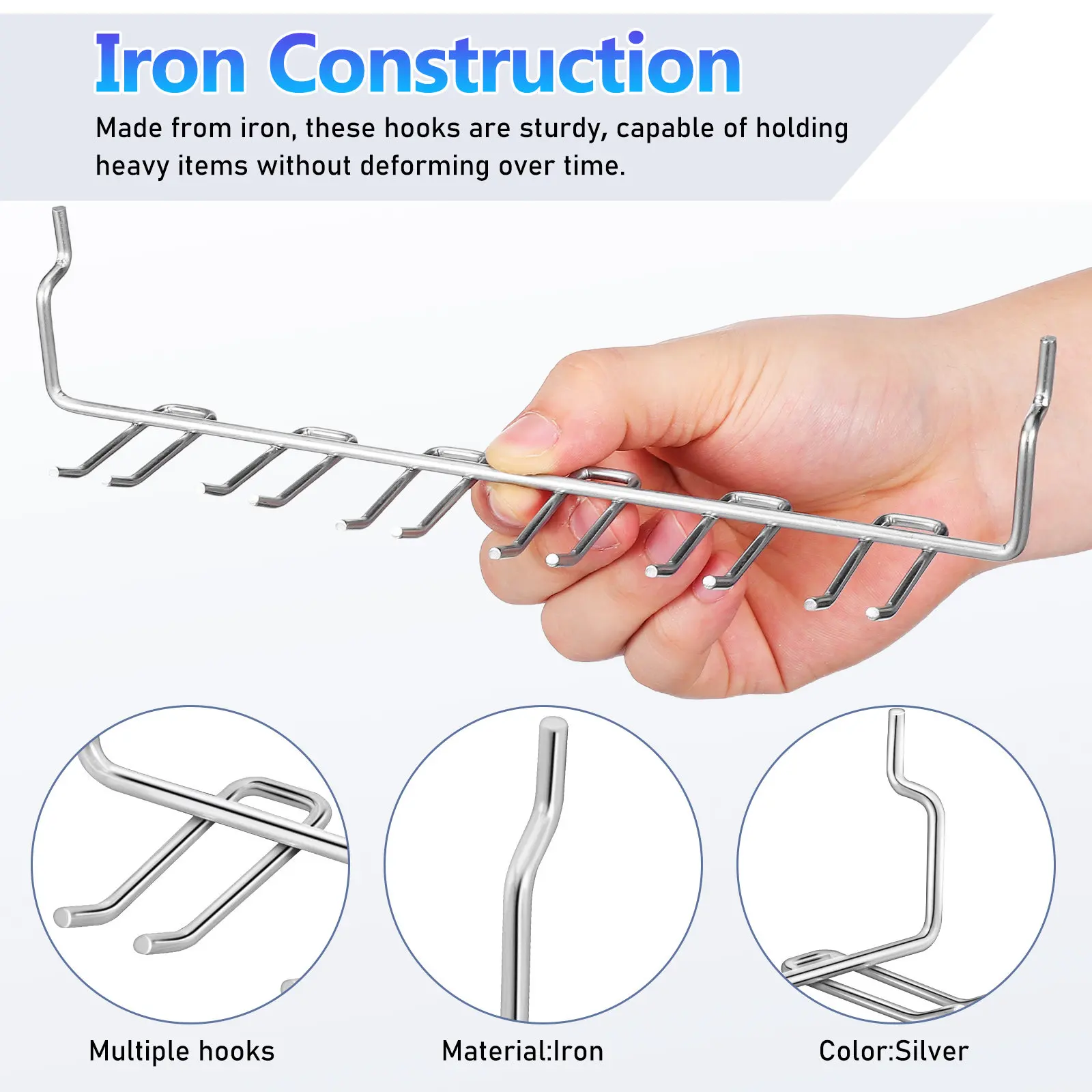 

2Pcs Heavy Duty Pegboard Hooks Metal Utility Hooks Garage Storage Tool Organizer Wall Mount Rack Space Saving Garage Tool Hanger