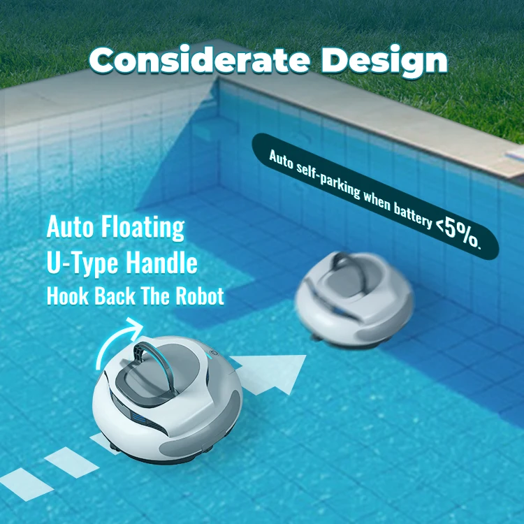 Clean 1000 Sq Ft 3 Hour Rapid Charge Self-Docking Pool Robotic Cordless Swimming Pool Vaccum Cleaner