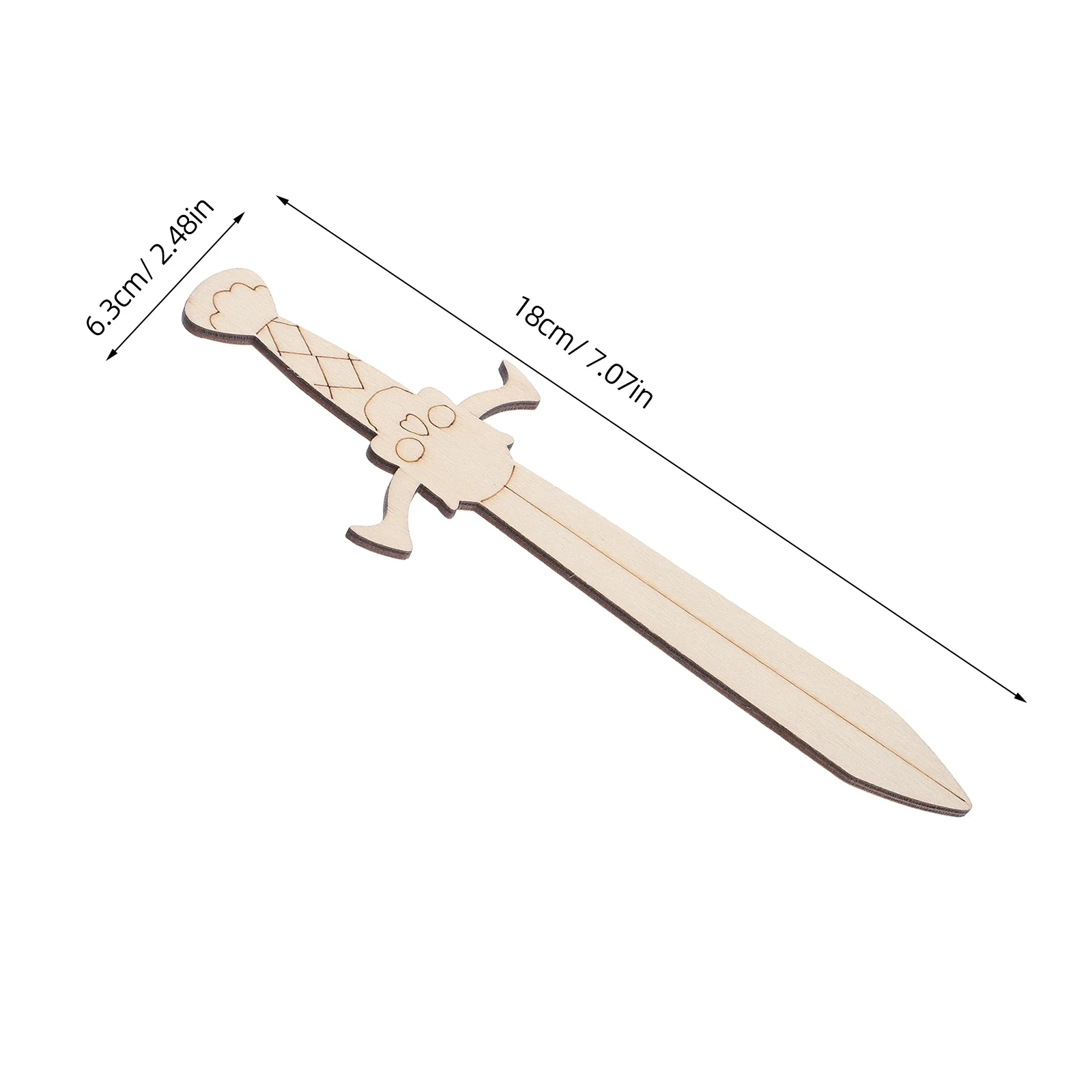 20개 나무 DIY 장식품: 어린이를 위한 자연스러운 마감 해적 검 공예품 - 창의적인 프로젝트를 위한 페인트칠 가능한 나무 조각