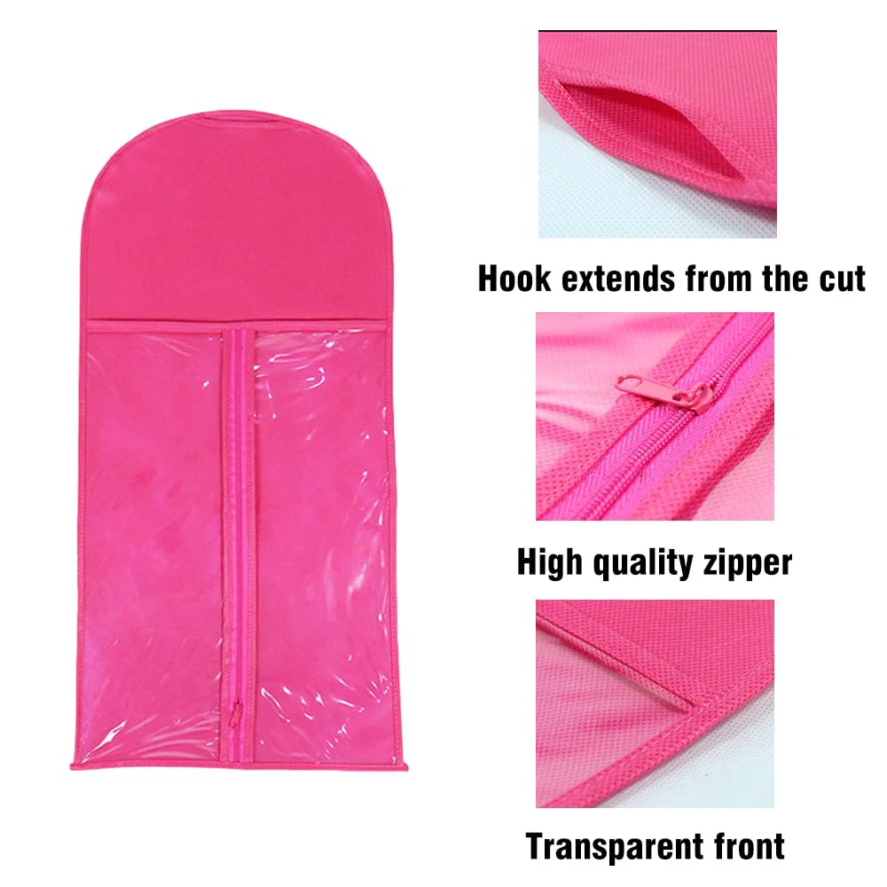 5 Groups Wig Storage Bags with Transparent Dust-Proof Covers and Durable Hangers(5Dust Covers + 5 Hangers) image 3