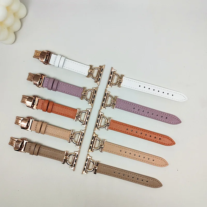 Echt Lederen Band Voor Apple Watch Strap Vlindergesp Horlogebandjes Horloge Accessoires