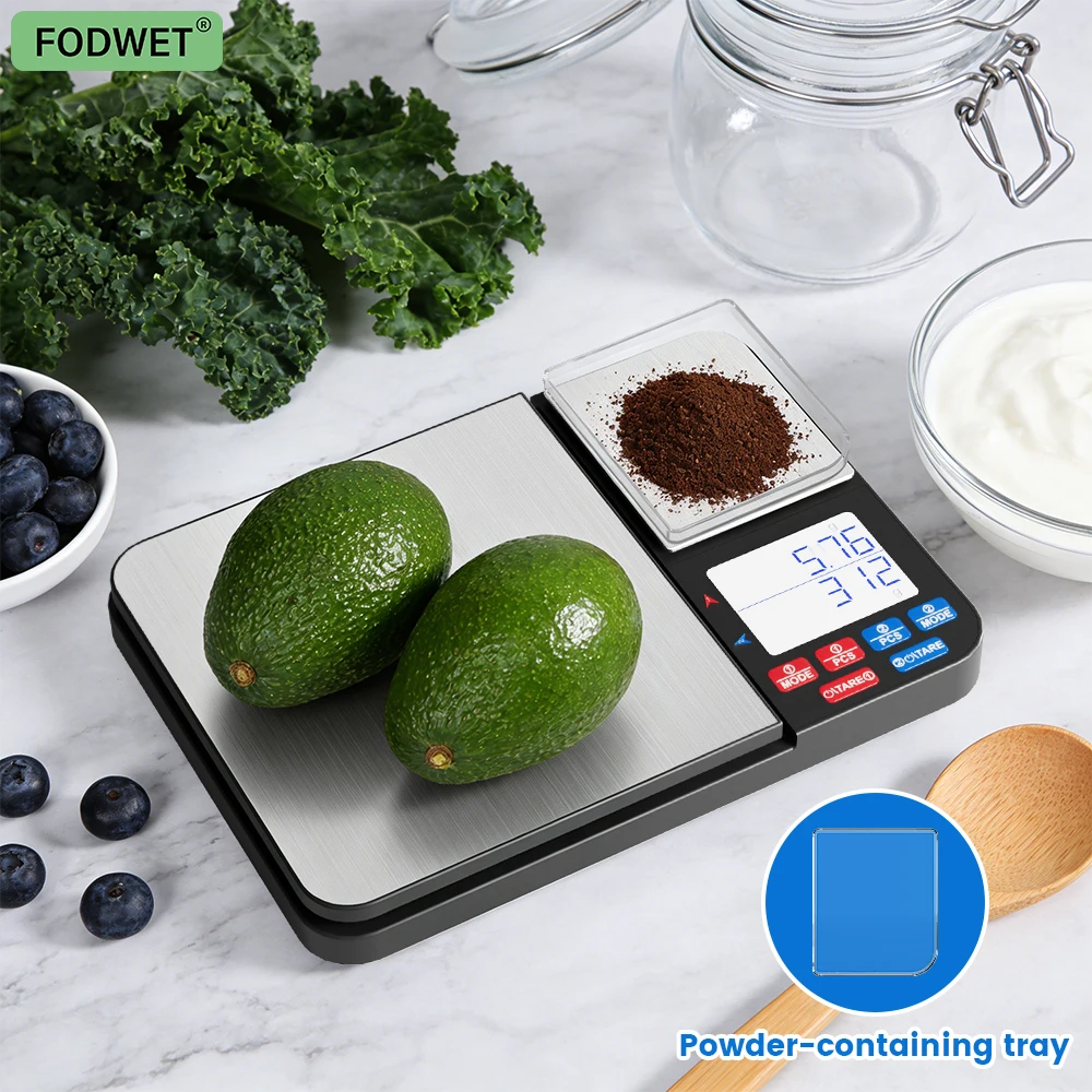 Kitchen Scale with Dual Platforms 0.01g Precision 10kg Capacity for Simultaneous Weighing in Cooking And Baking