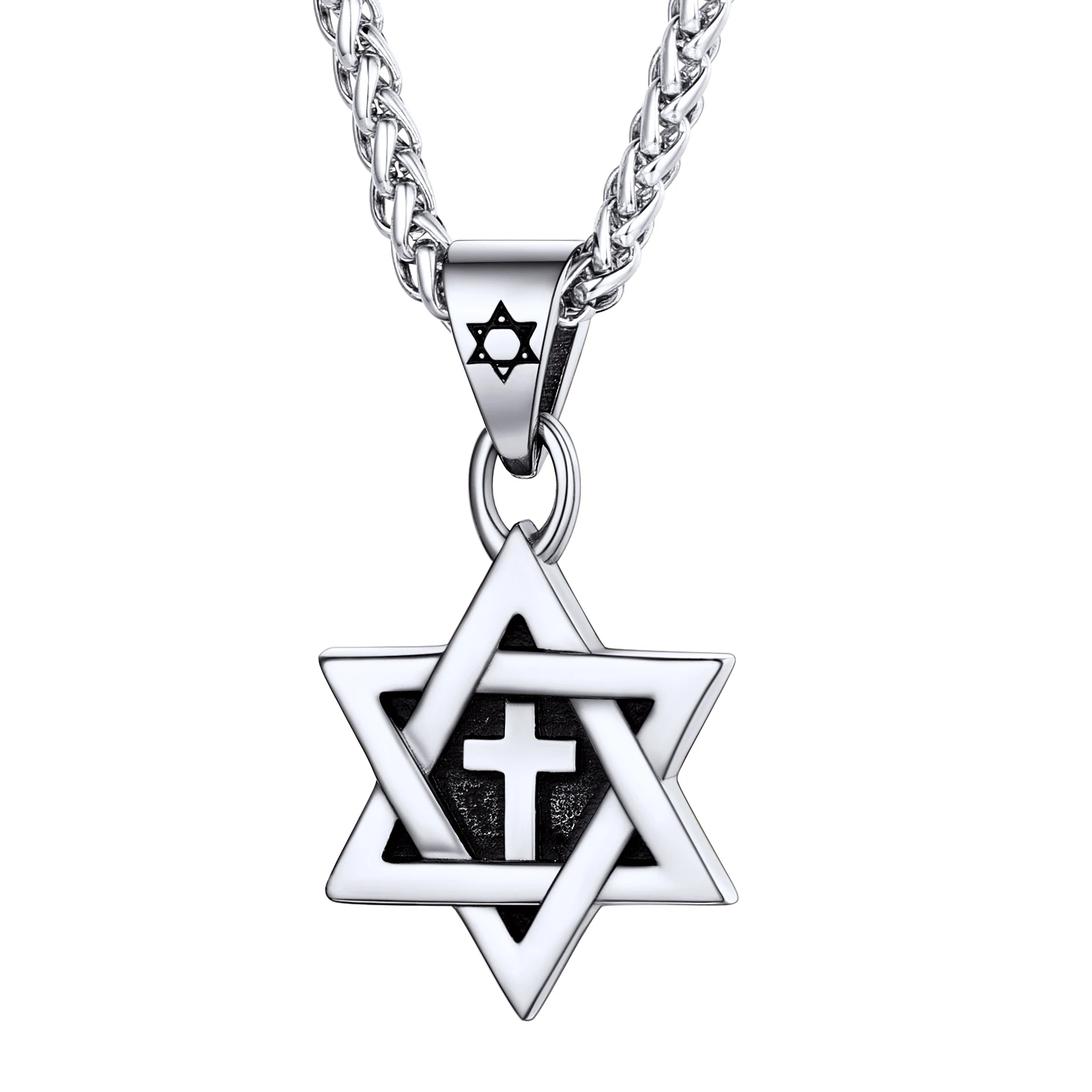 

Collare Star Of Magen David Pendant Stainless Steel Religious Jewelry Gold Color Cross Necklace Israel Jewish Accessories P201