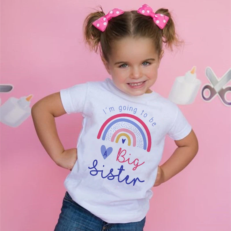 I'm Going To Be A Big Sister T-shirt Baby Announcement Big Sister Sibling Clothes Tops Toddler Rainbow Shirt Girl Kids Clothing