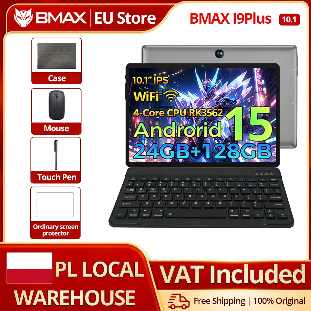 Bmax I9 Plus 10,1-inch tablet (4+20)Gb Ram 128Gb Rom Rockchip Rk3562 Android 15 Wifi 6 Bluetooth 5.4 6000Mah Type-C