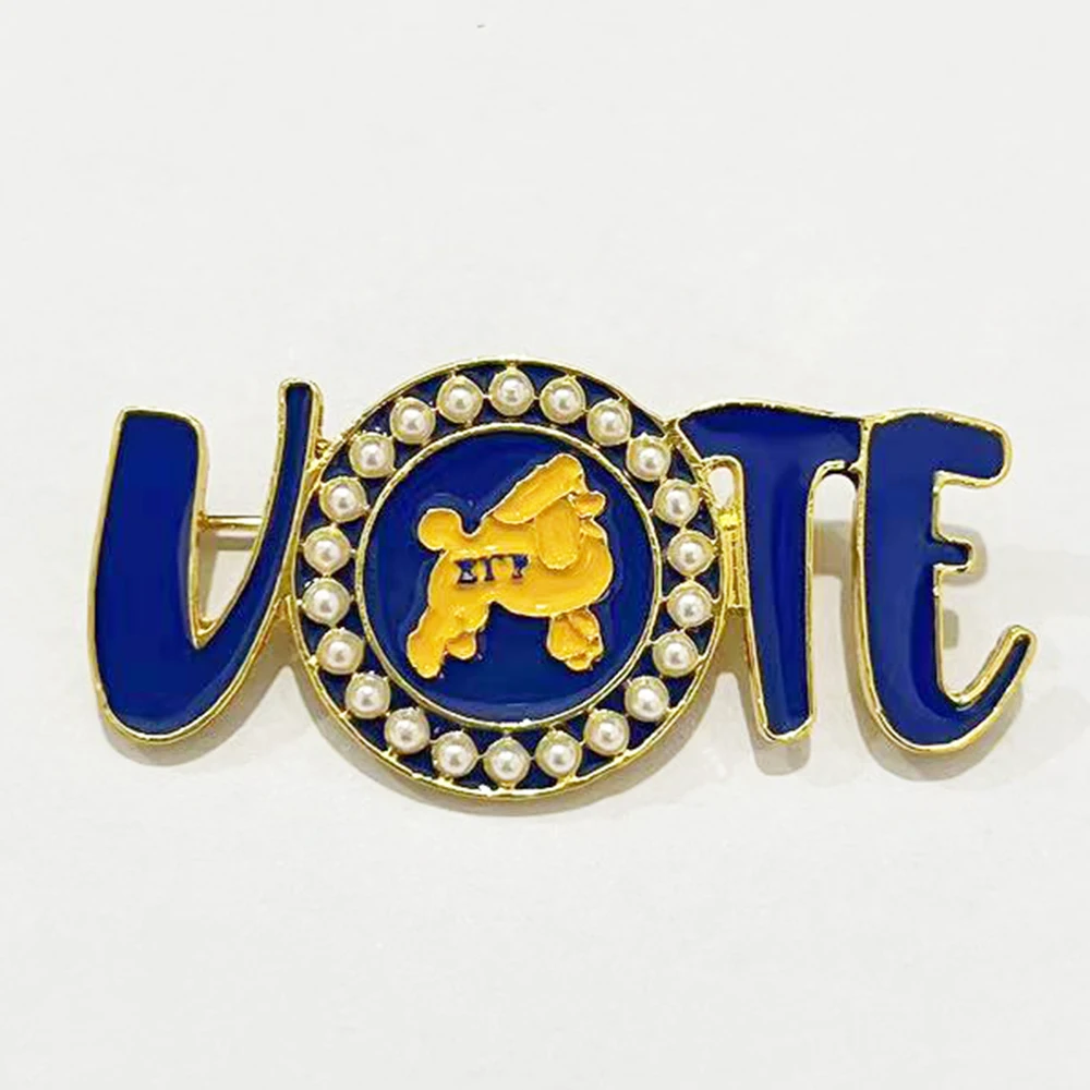 Sigma Gamma Rho Blue Yellow Enamel Poodle Women\'s VOTE Pin