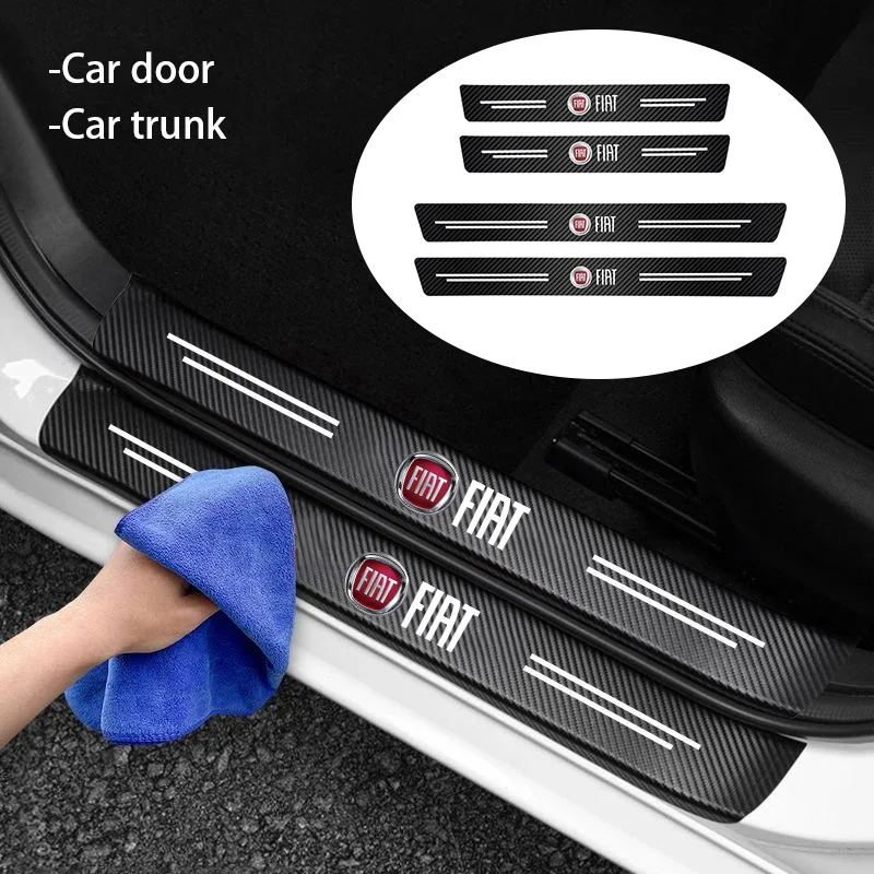 Carbon Faser Auto Schwelle Aufkleber Für Fiat 500Punto Panda Doblo Stilo Freemont Auto Tür Stamm Dekorative Aufkleber Auto Styling
