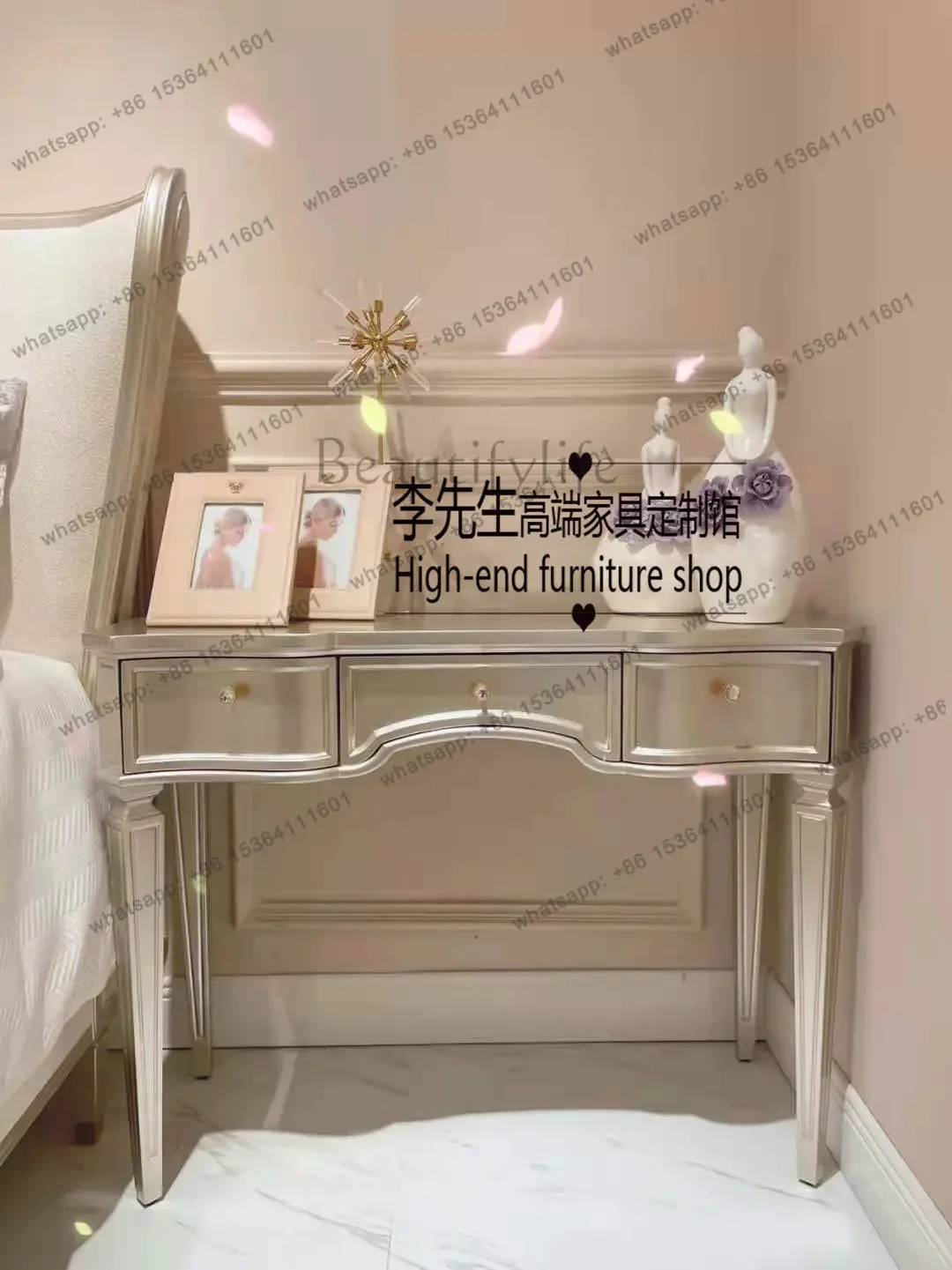 

yj57 Modern simple bedroom makeup table French solid wood study table