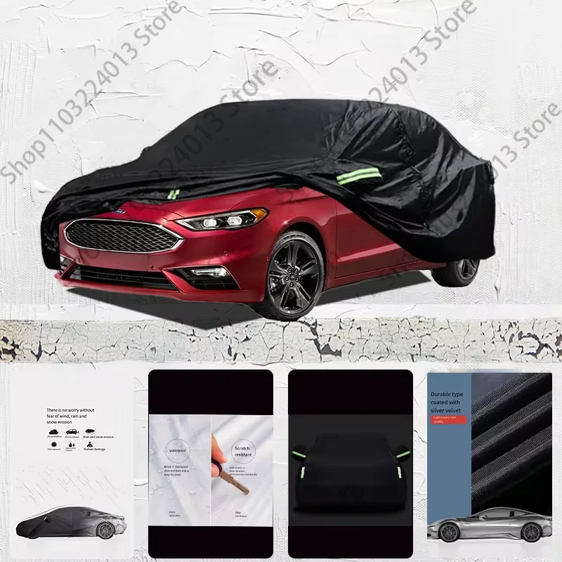 For Ford Fusion fit Outdoor Protection Full Car Covers Snow Cover Sunshade Waterproof Dustproof Exterior Car cover Black