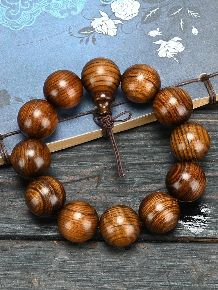 Natural Black Pear Sandalwood Bracelet Similar To Hainan Laos Myanmar Huanghua Pear Buddha Beads Jewelry 108 Pcs Hand String