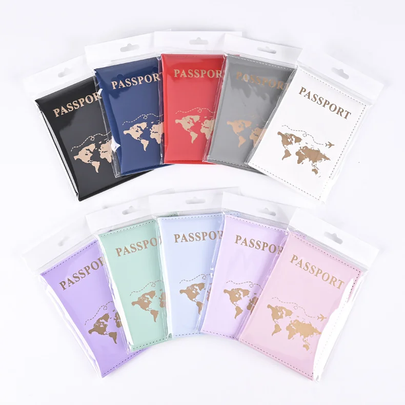 Smooth Skin Feeling PU Passport Holder Map Pattern Travel Ticket Passport Holder ID Credit Card Card Holder Travel Accessories