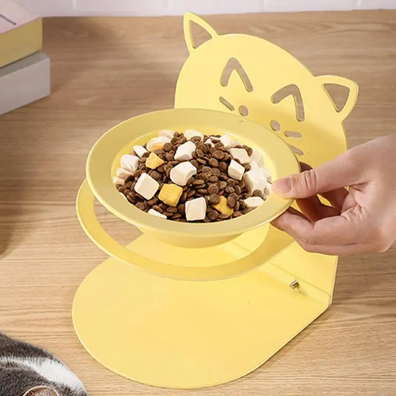 

Elevated Cat Food Bowl Pet Feeder With Metal Stand Non-Slip Removable Cat Bowl With Raised Stand For Apartment Home Car Outdoors